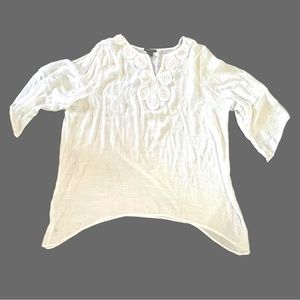 (5 for $25) Women’s White Sheer Flowing Blouse Tunic with Lace 3x NWOT